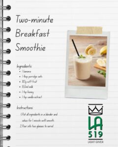 two minute banana smoothie recipe- nutritious food