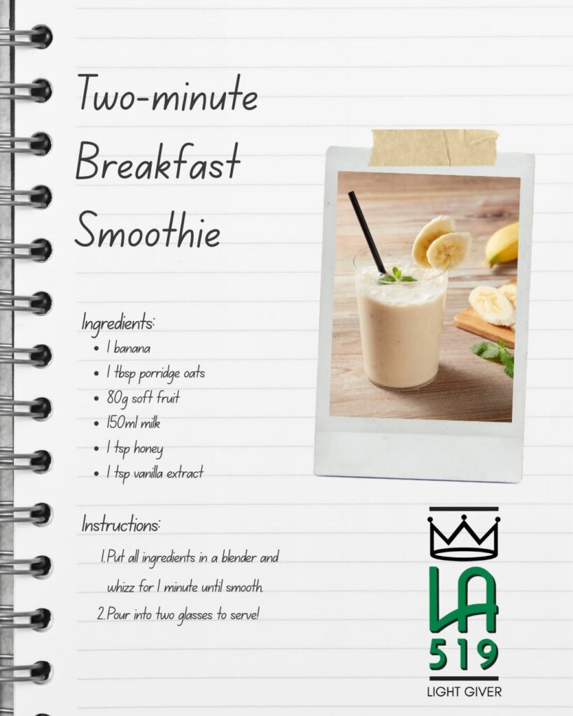 two minute banana smoothie recipe- nutritious food